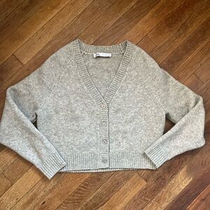 Zara Wool Blend V-Neck Cropped Cardigan